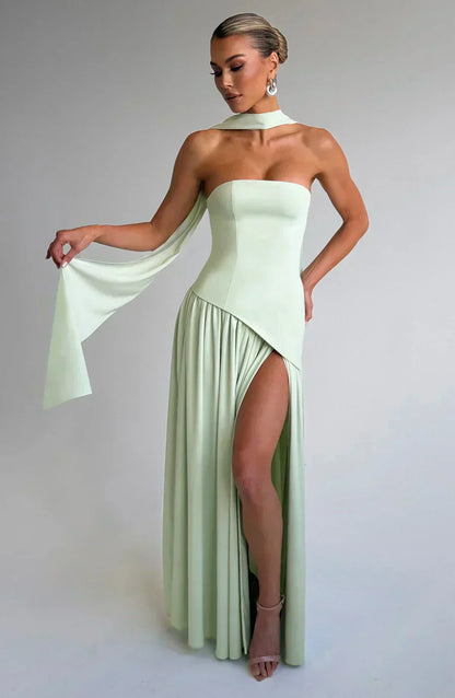 Gianna | Strapless Asymmetric Maxi Dress for Wedding Guest