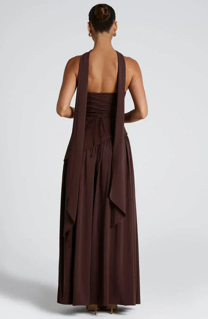 Gianna | Strapless Asymmetric Maxi Dress for Wedding Guest