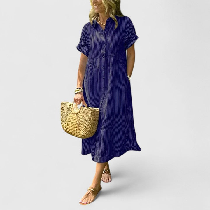 Stella | Striped Maxi Shirt Dress