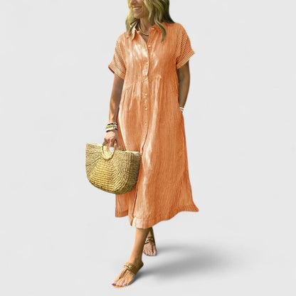 Stella | Striped Maxi Shirt Dress