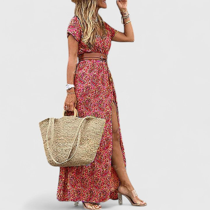 Violet | Elegant Printed Boho Maxi Dress