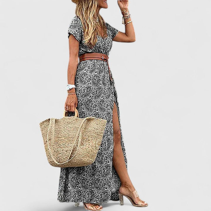 Violet | Elegant Printed Boho Maxi Dress