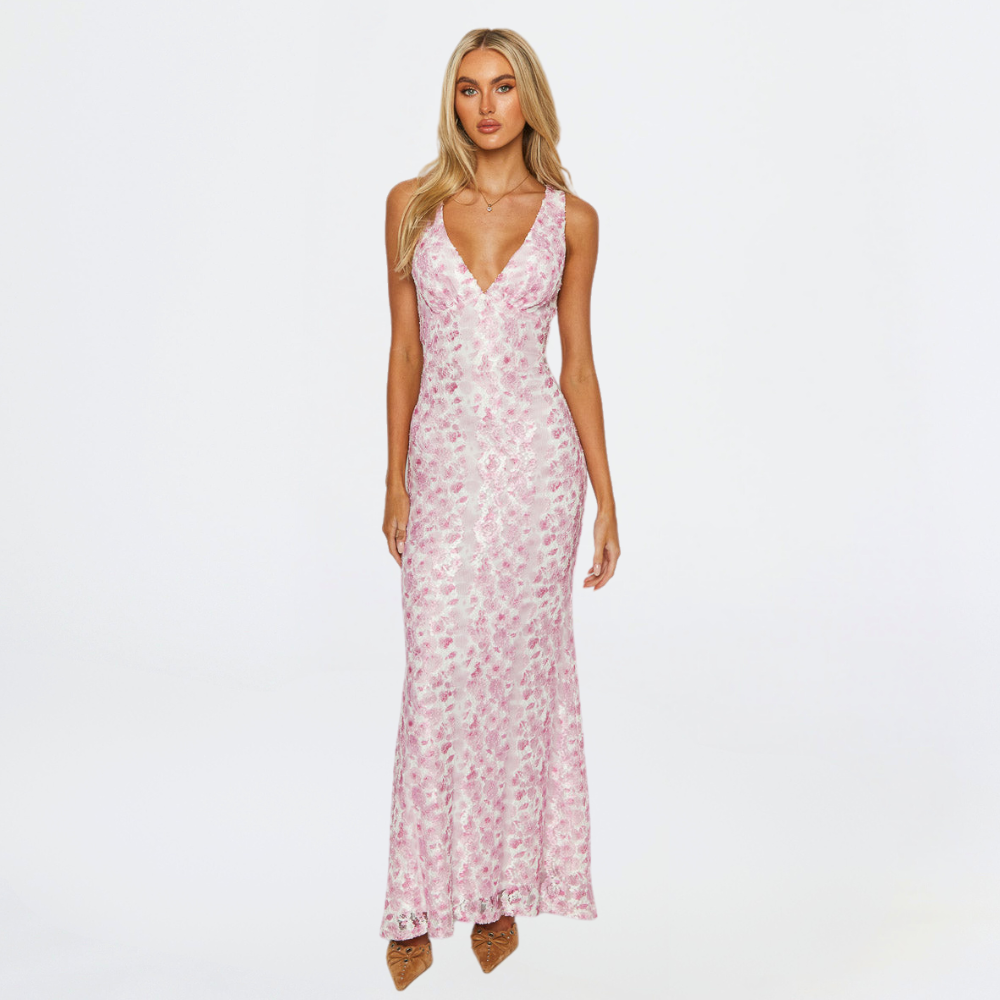 Isabelle | Floral Lace Maxi Dress for Wedding Guest