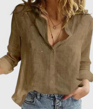 Harper | Elegant Button Down Linen Blouse