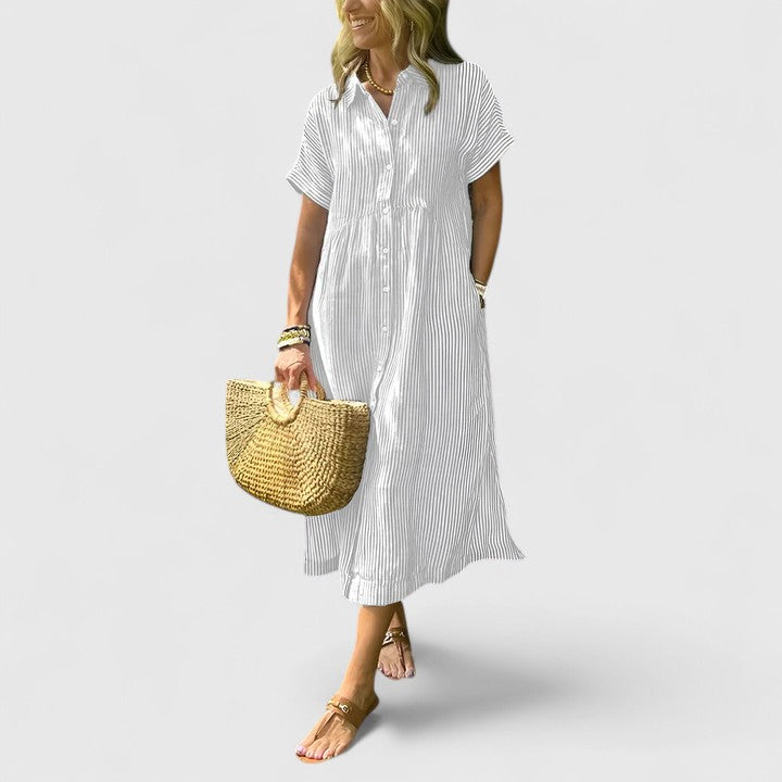 Stella | Striped Maxi Shirt Dress