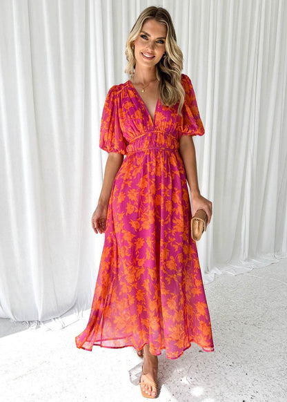 Savannah | Floral Maxi Dress for Wedding Guest