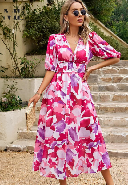 Piper | Floral Midi Dress for Wedding Guest