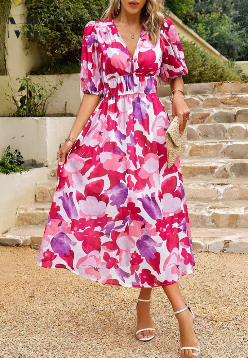 Piper | Floral Midi Dress for Wedding Guest