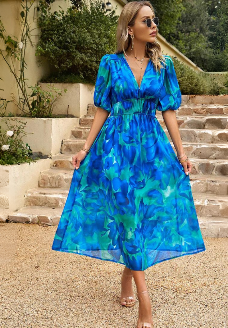 Piper | Floral Midi Dress for Wedding Guest