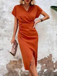 Blair | Elegant V-Neck Midi Dress for Wedding Guest