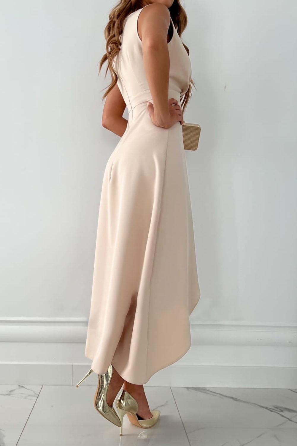 Jade | Sleeveless Asymmetric Wrap Dress for Wedding Guest