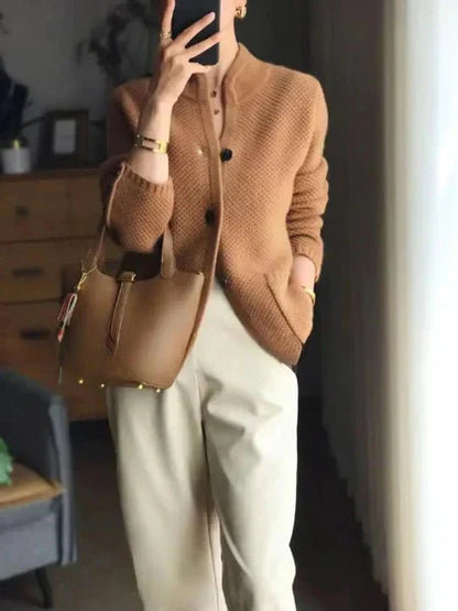 Emery | Mock Neck Button Knit Cardigan
