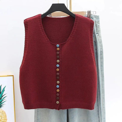 Mia | Multicolor Button Sweater Vest
