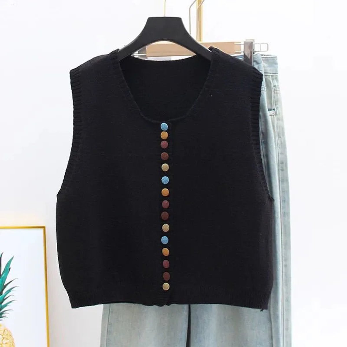 Mia | Multicolor Button Sweater Vest