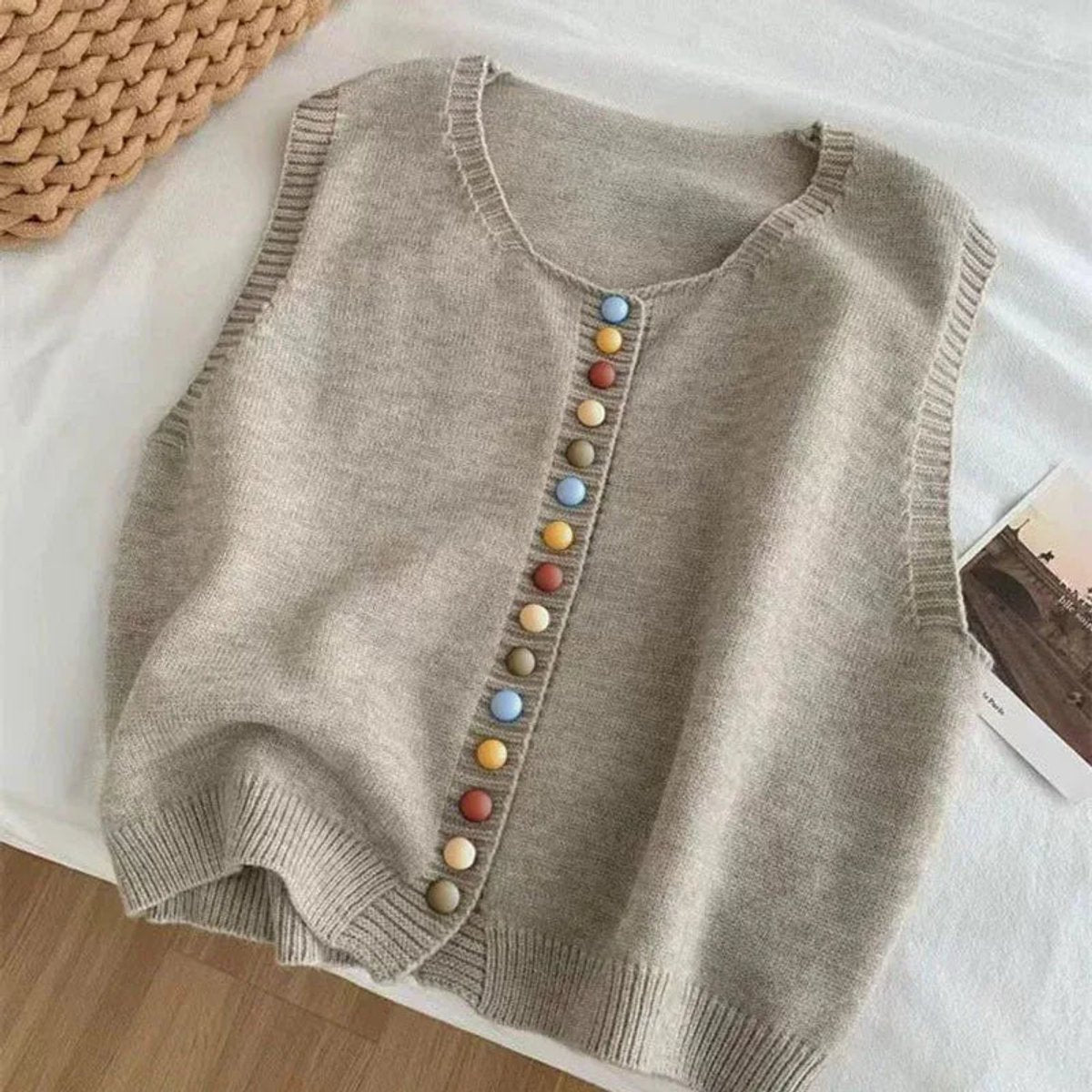 Mia | Multicolor Button Sweater Vest