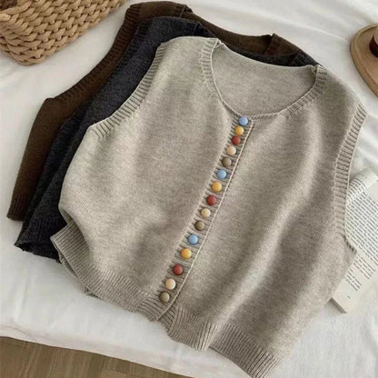 Mia | Multicolor Button Sweater Vest