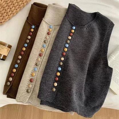Mia | Multicolor Button Sweater Vest
