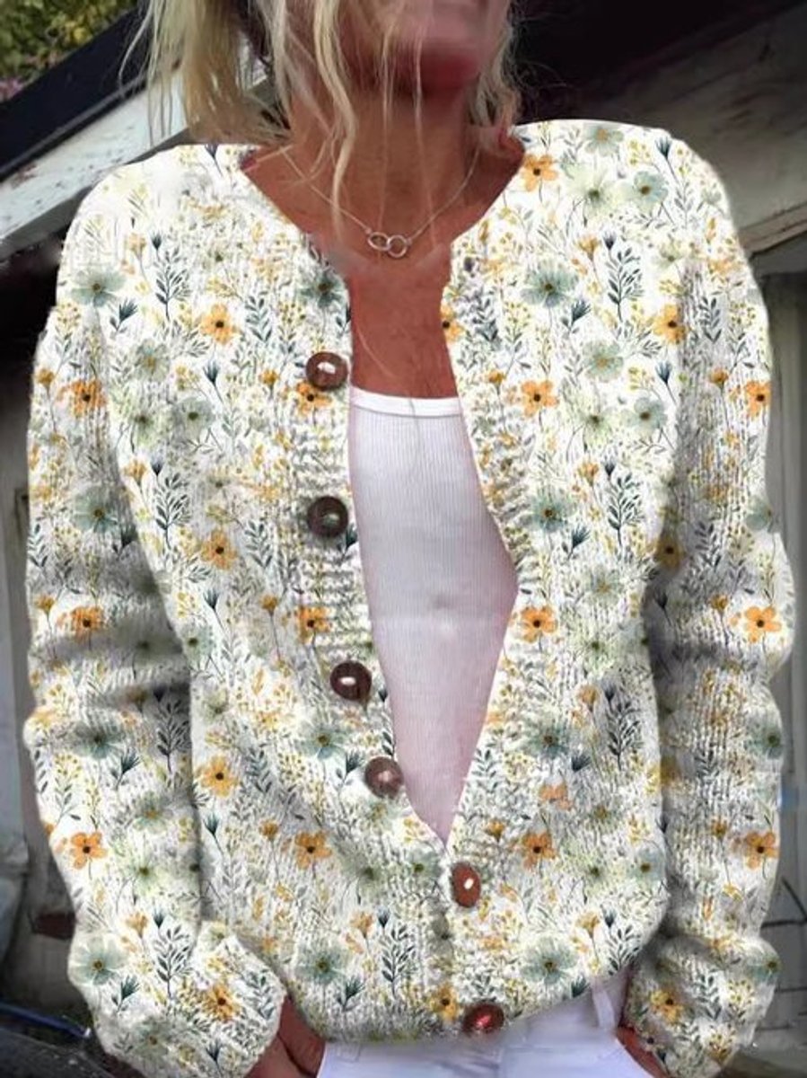 Sienna | Floral Button Front Knit Cardigan