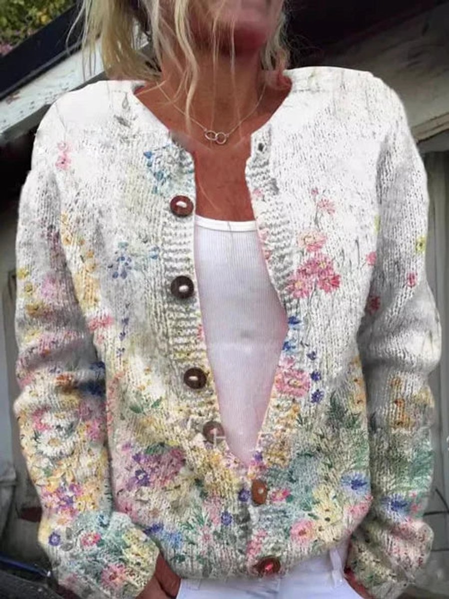 Sienna | Floral Button Front Knit Cardigan