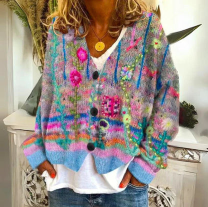 Zoey | Floral Button Knit Cardigan