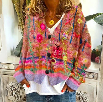 Zoey | Floral Button Knit Cardigan