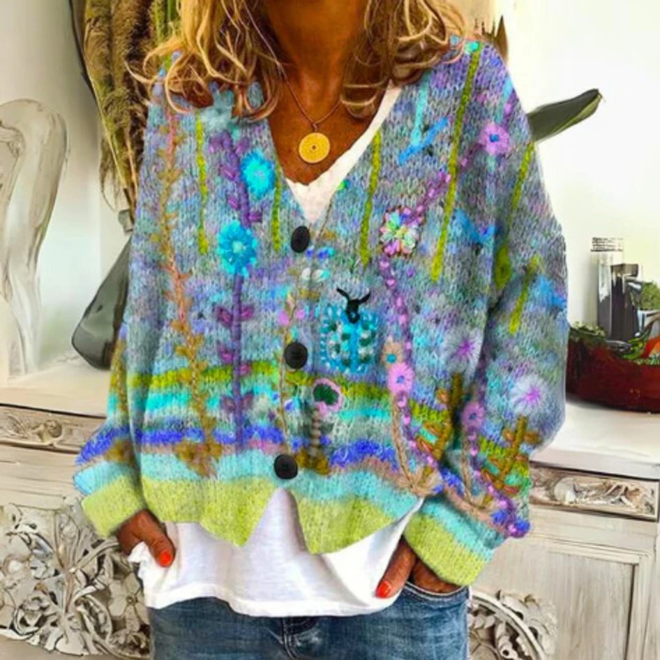Zoey | Floral Button Knit Cardigan