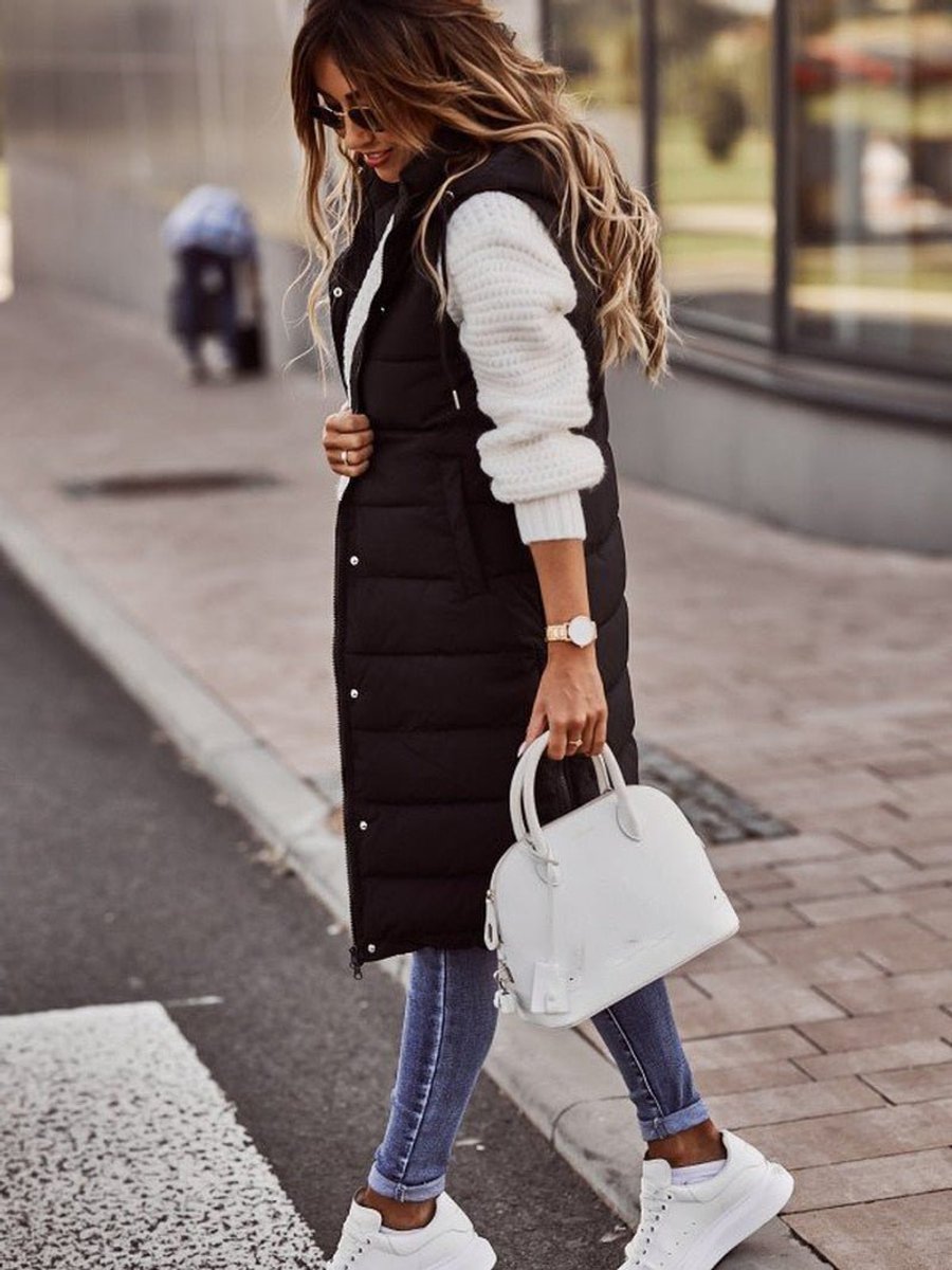 Amelia | Maxi Hooded Quilted Puffer Vest