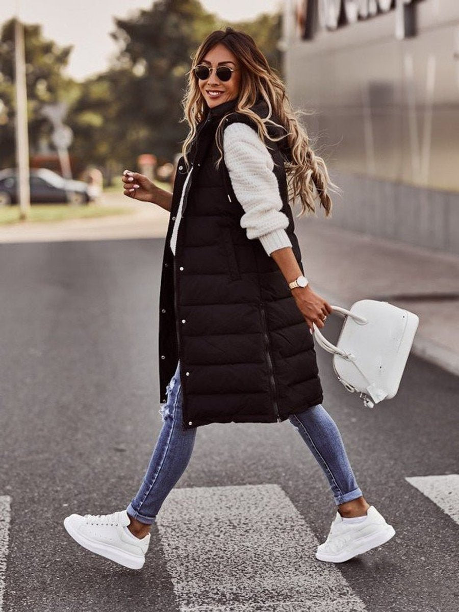 Amelia | Maxi Hooded Quilted Puffer Vest