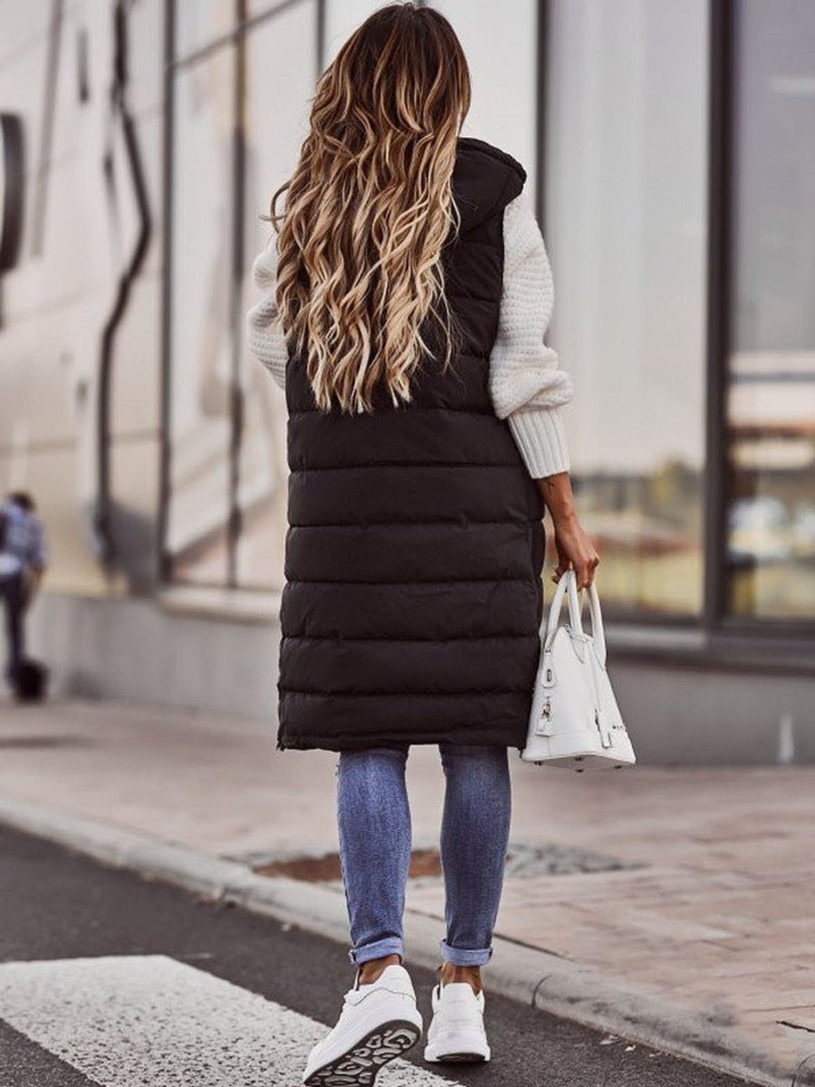 Amelia | Maxi Hooded Quilted Puffer Vest