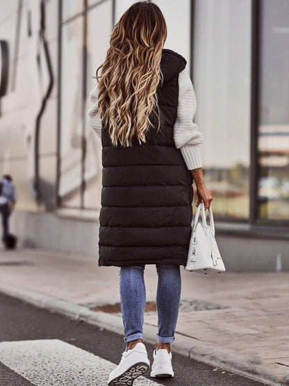 Amelia | Maxi Hooded Quilted Puffer Vest
