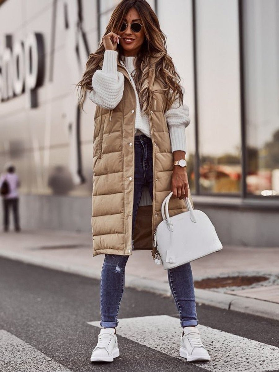 Amelia | Maxi Hooded Quilted Puffer Vest