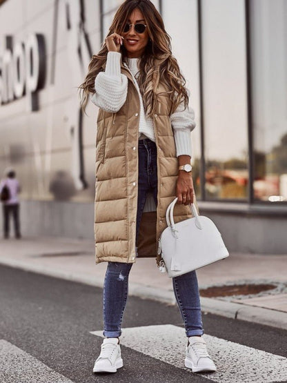 Amelia | Maxi Hooded Quilted Puffer Vest