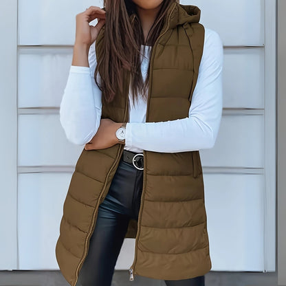 Diana | Longline Lightweight Hooded Puffer Vest