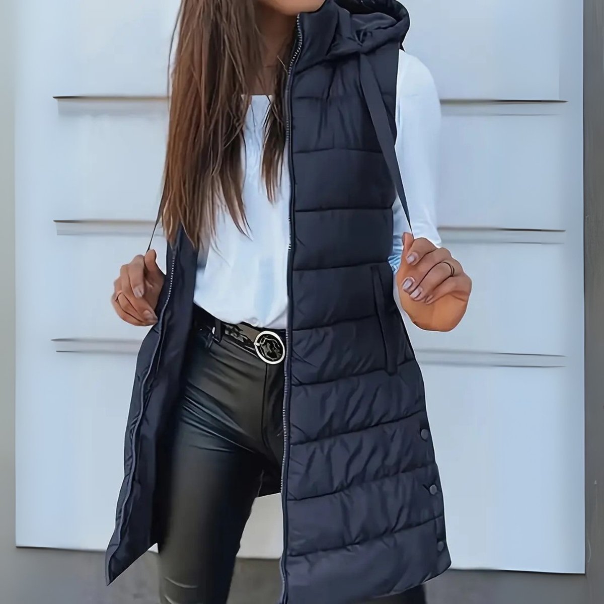 Diana | Longline Lightweight Hooded Puffer Vest