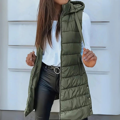 Diana | Longline Lightweight Hooded Puffer Vest