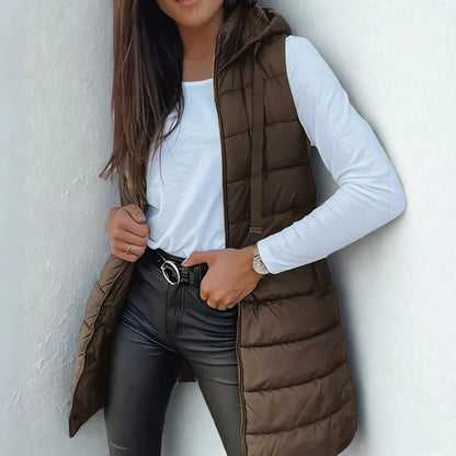 Diana | Longline Lightweight Hooded Puffer Vest