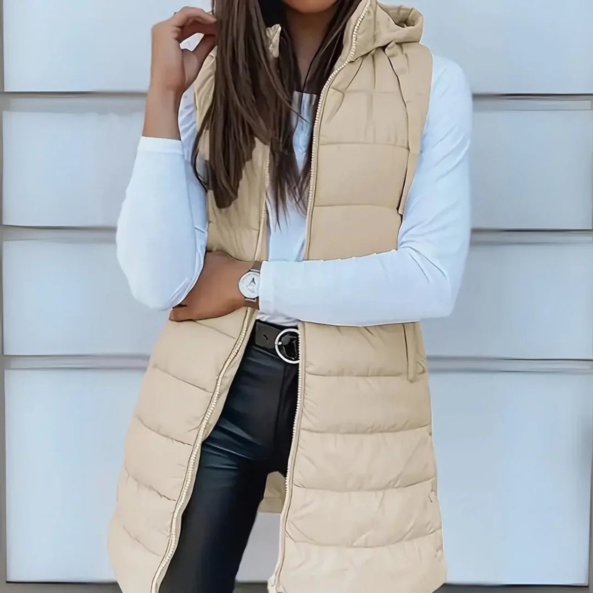 Diana | Longline Lightweight Hooded Puffer Vest