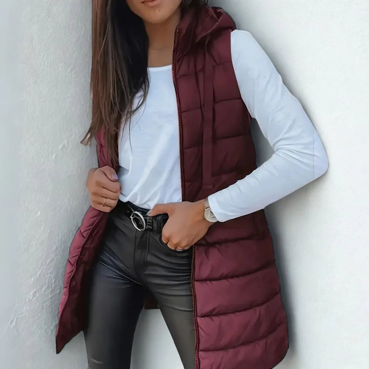 Diana | Longline Lightweight Hooded Puffer Vest
