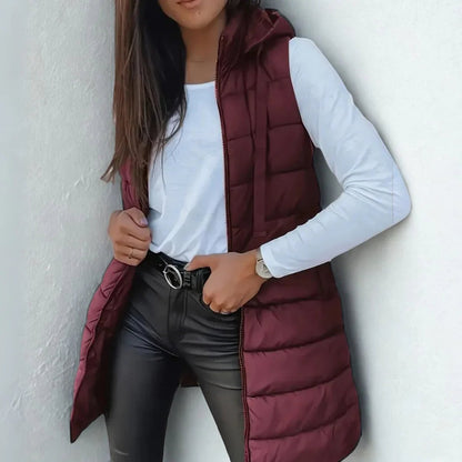 Diana | Longline Lightweight Hooded Puffer Vest