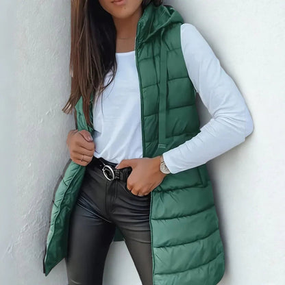 Diana | Longline Lightweight Hooded Puffer Vest