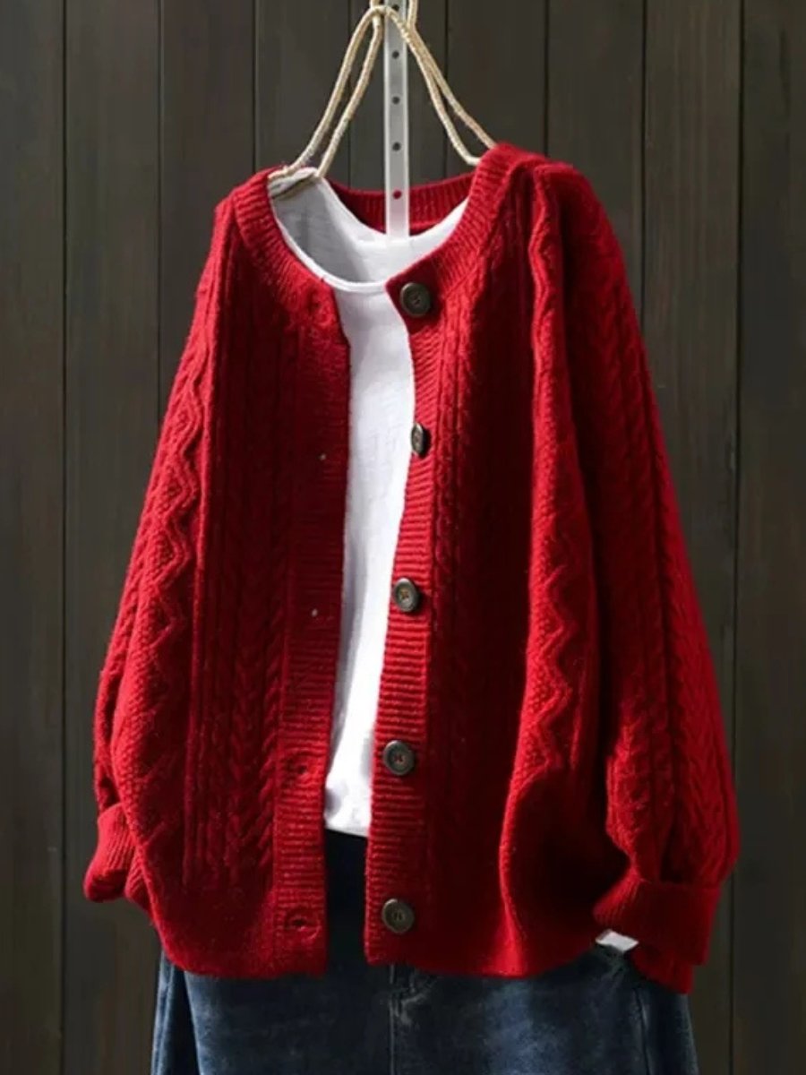 Sophia | Cable Knit Button Front Cardigan
