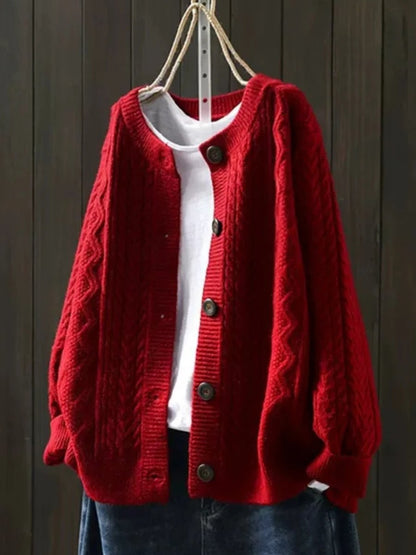 Sophia | Cable Knit Button Front Cardigan