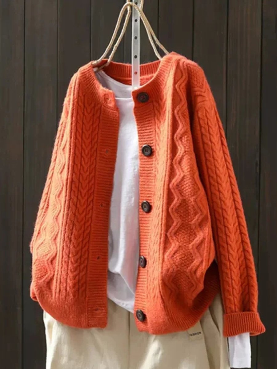 Sophia | Cable Knit Button Front Cardigan