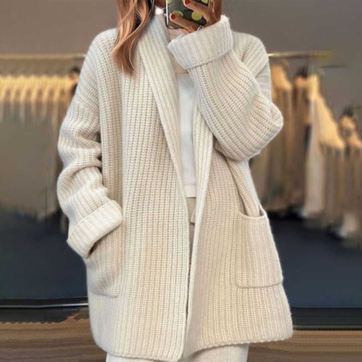 Nova | Shawl Collar Open Front Knit Cardigan