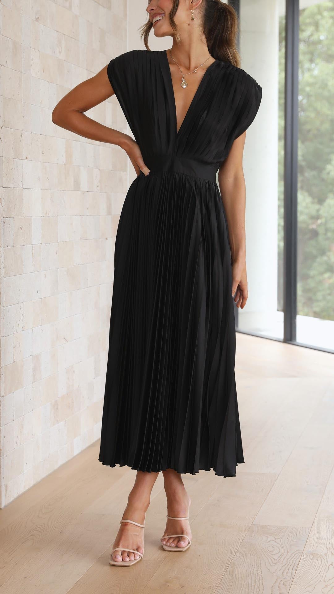 Melissa | Pleated Summer Midi Wedding Guest Dress
