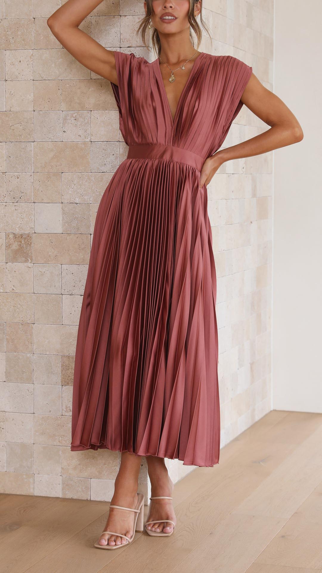 Melissa | Pleated Summer Midi Wedding Guest Dress