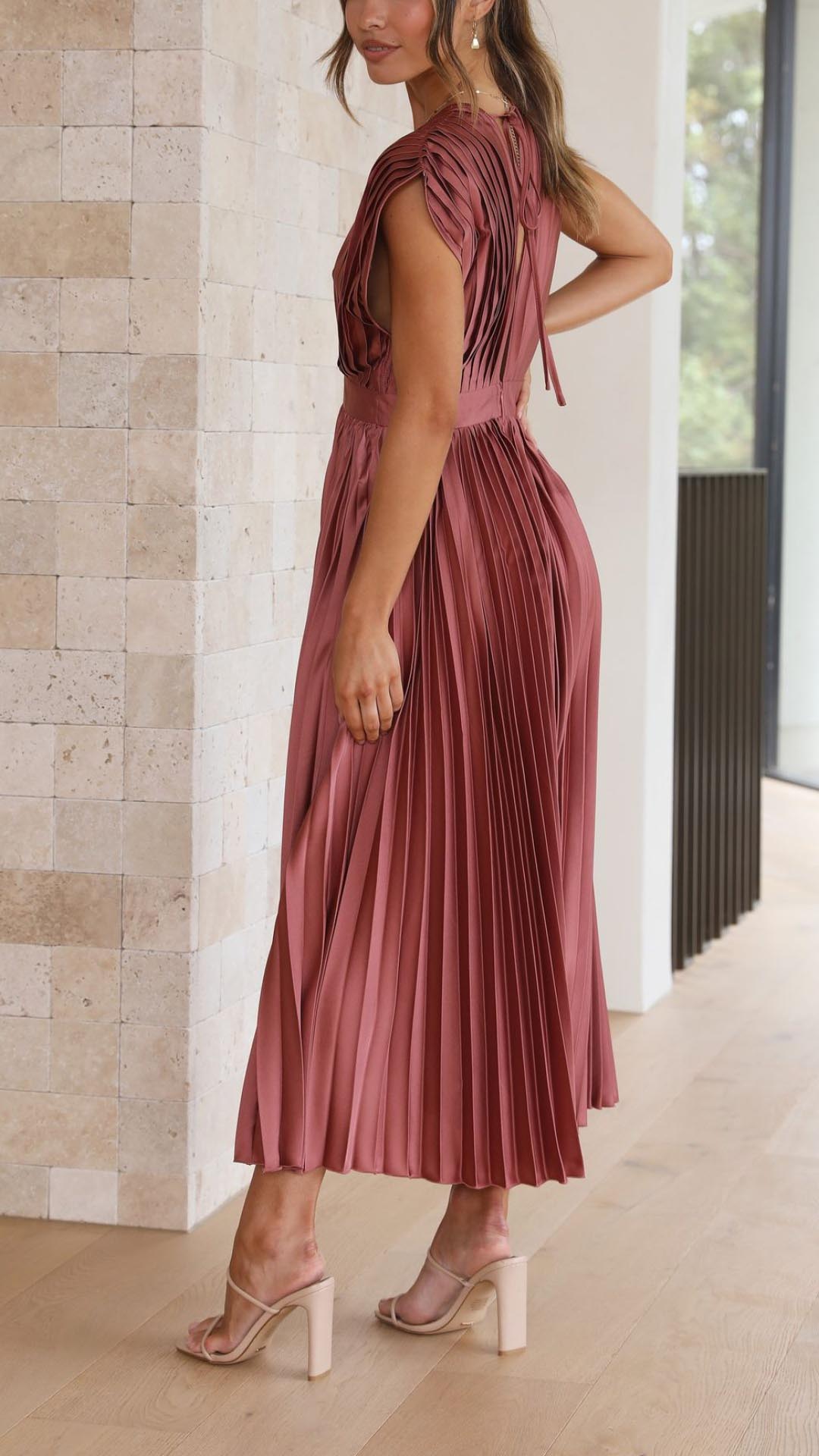 Melissa | Pleated Summer Midi Wedding Guest Dress