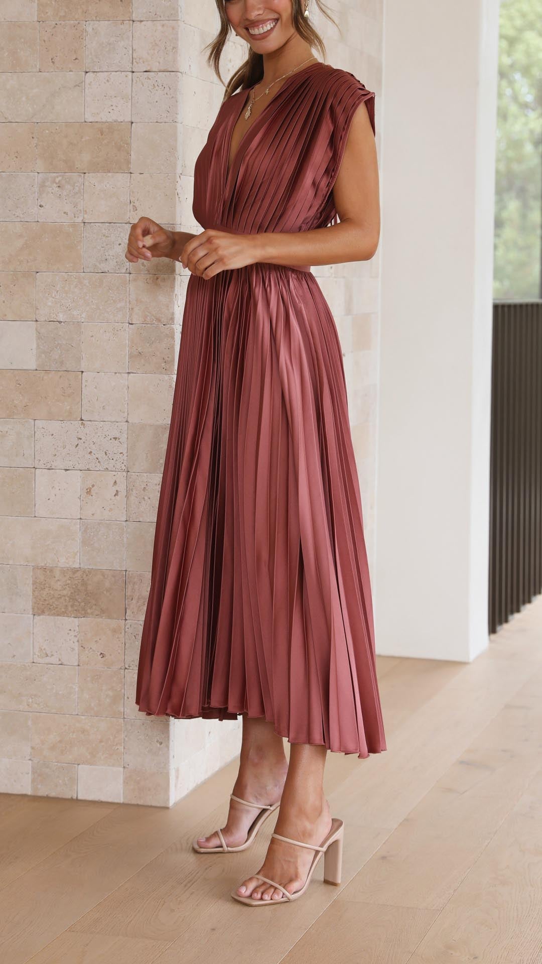 Melissa | Pleated Summer Midi Wedding Guest Dress
