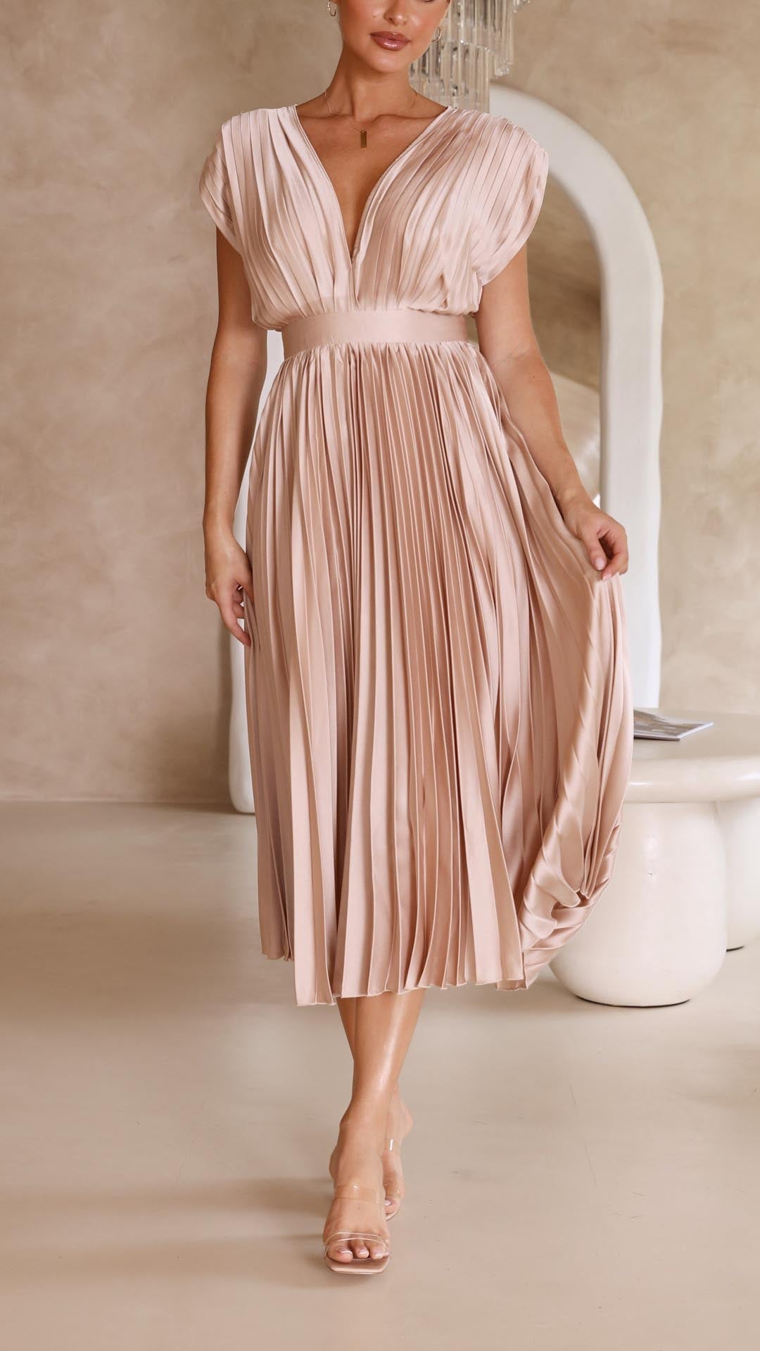 Melissa | Pleated Summer Midi Wedding Guest Dress