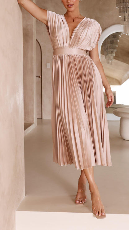 Melissa | Pleated Summer Midi Wedding Guest Dress